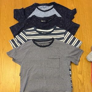 Kids Striped and Solid Blue T-Shirts Set of 4